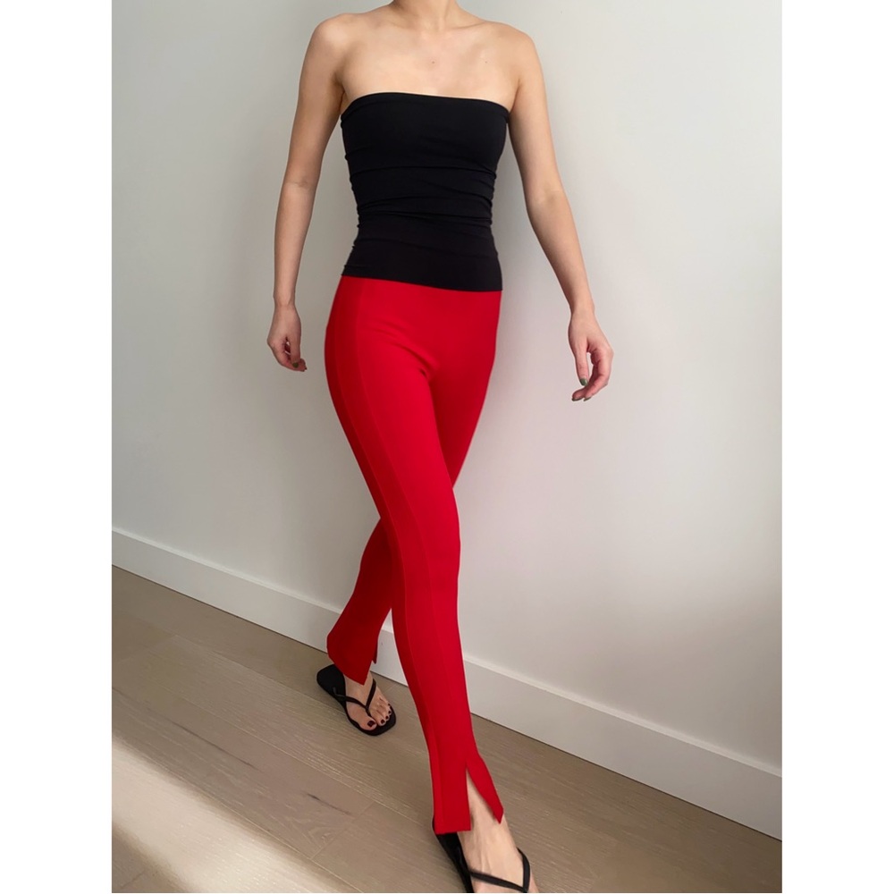 Zara red slit mini flare pant